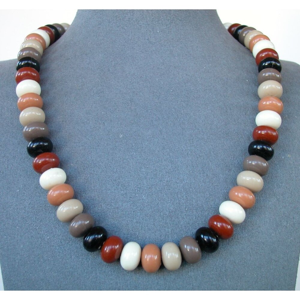 Necklace Brown Acrylic Beads, 18" C Closer
